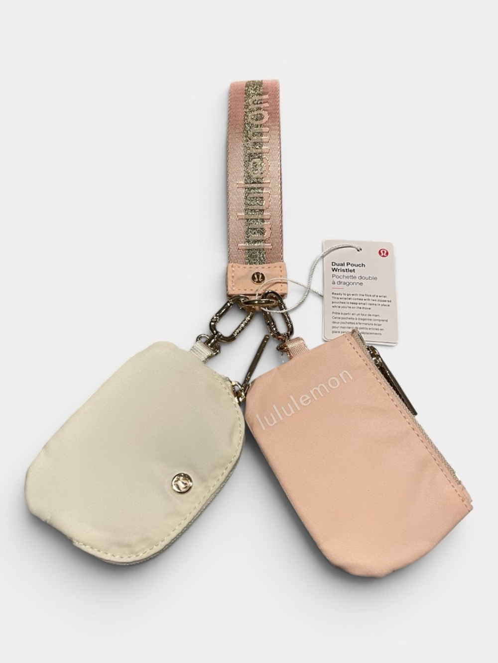 lululemon athletica Dual Pouch Wristlet in Blush Pink and Cream